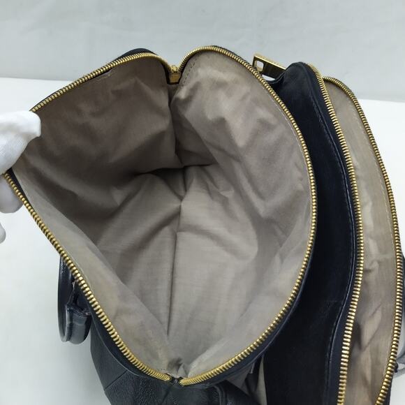 Marc Jacobs Black Leather Pocket Chain Strap Double Handle Satchel Shoulder Bag - Picture 11 of 16